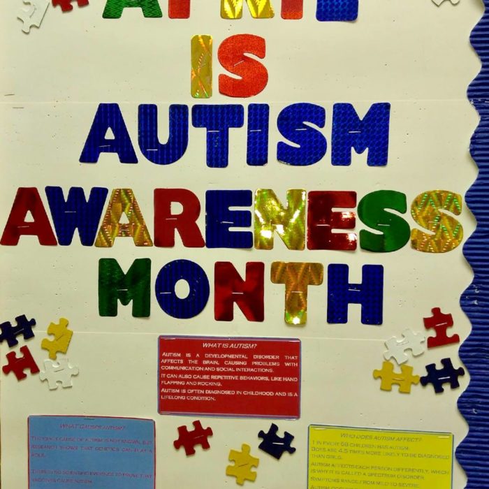 Christian Fellowship Church autism awareness bulletin board